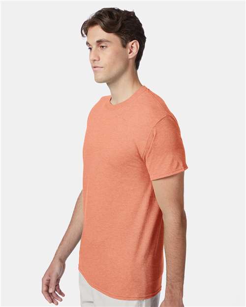 Hanes 42TB Perfect-T Triblend T-Shirt - Cantaloupe Heather - model side