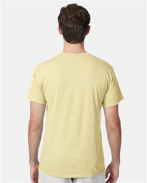Hanes 42TB Perfect-T Triblend T-Shirt - Lemon Meringue Heather - model back