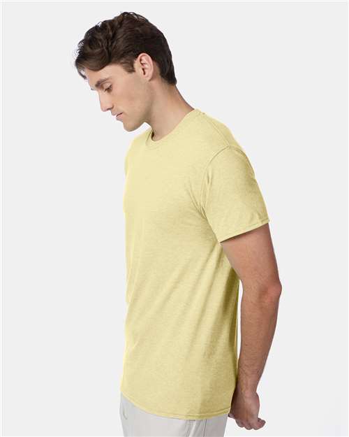 Hanes 42TB Perfect-T Triblend T-Shirt - Lemon Meringue Heather - model side