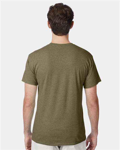 Hanes 42TB Perfect-T Triblend T-Shirt - Oregano Heather - model back