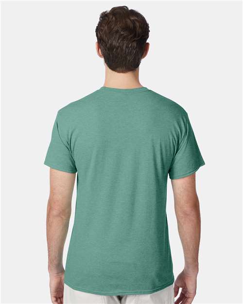 Hanes 42TB Perfect-T Triblend T-Shirt - Green Clay Heather - model back