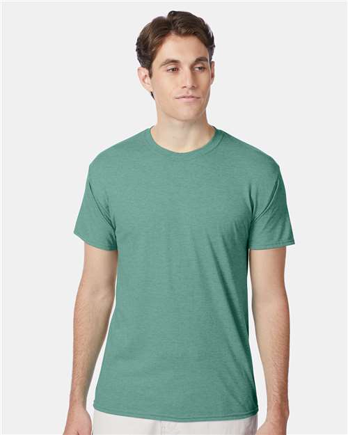 Hanes 42TB Perfect-T Triblend T-Shirt - Green Clay Heather - model front