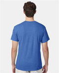 Hanes 42TB Perfect-T Triblend T-Shirt - Bonnet Blue Heather - model back