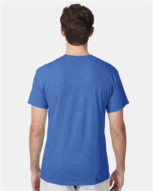 Hanes 42TB Perfect-T Triblend T-Shirt - Bonnet Blue Heather - model back
