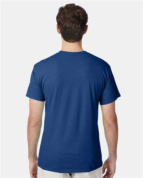 Hanes 42TB Perfect-T Triblend T-Shirt - Regal Navy Heather - model back