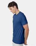 Hanes 42TB Perfect-T Triblend T-Shirt - Regal Navy Heather - model side