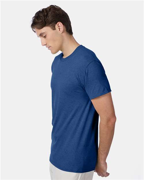 Hanes 42TB Perfect-T Triblend T-Shirt - Regal Navy Heather - model side