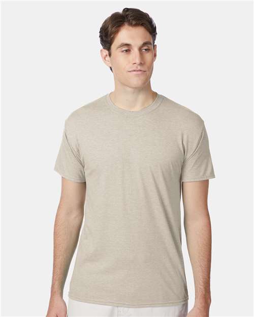 Hanes 42TB Perfect-T Triblend T-Shirt - Sand Heather - model front