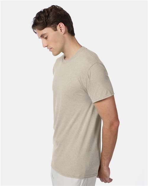 Hanes 42TB Perfect-T Triblend T-Shirt - Sand Heather - model side