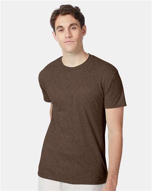 Hanes 42TB Perfect-T Triblend T-Shirt - Dark Chocolate Heather - model front