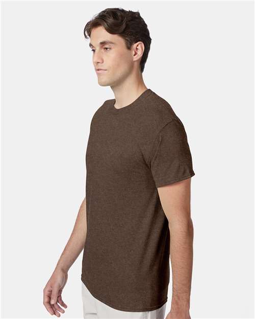 Hanes 42TB Perfect-T Triblend T-Shirt - Dark Chocolate Heather - model side