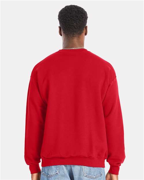 Hanes RS160 Unisex Perfect Sweats Crewneck Sweatshirt - Athletic Red - model back