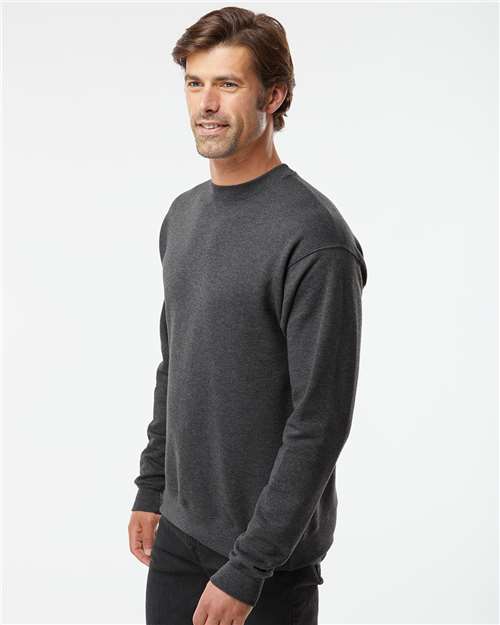 Hanes RS160 Unisex Perfect Sweats Crewneck Sweatshirt - Charcoal Heather - model side