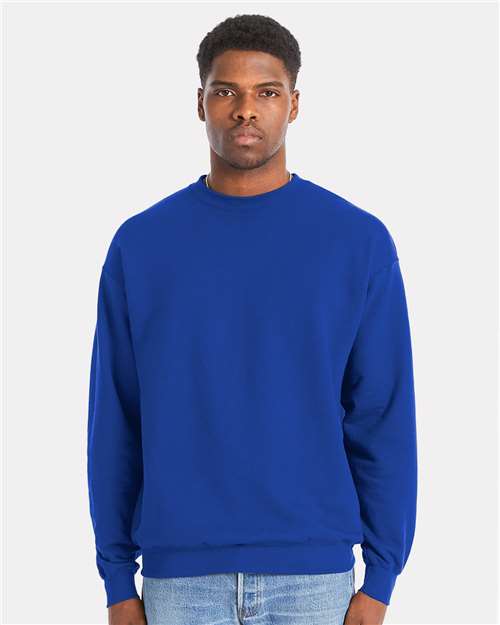 Hanes RS160 Unisex Perfect Sweats Crewneck Sweatshirt - Deep Royal - model front