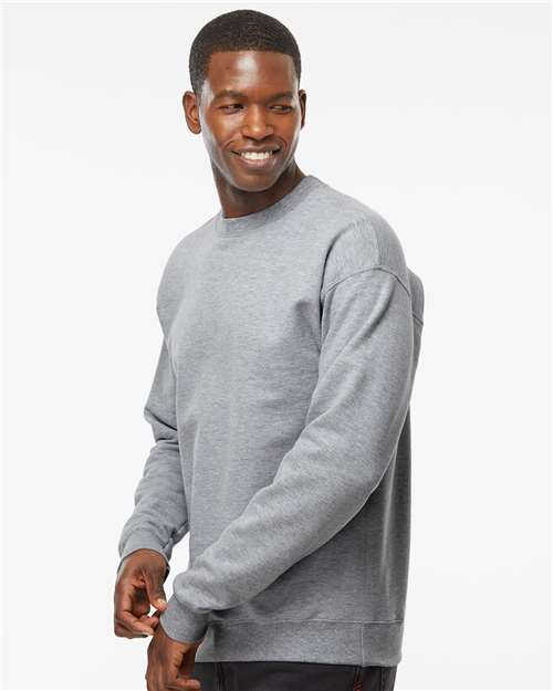 Hanes RS160 Unisex Perfect Sweats Crewneck Sweatshirt - Light Steel - model side
