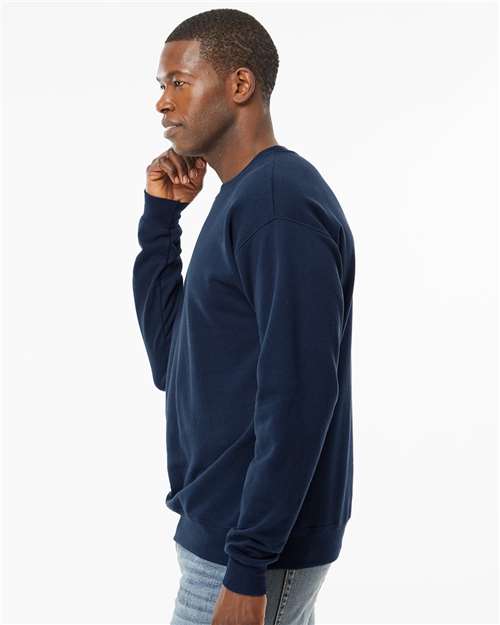 Hanes RS160 Unisex Perfect Sweats Crewneck Sweatshirt - Navy - model side