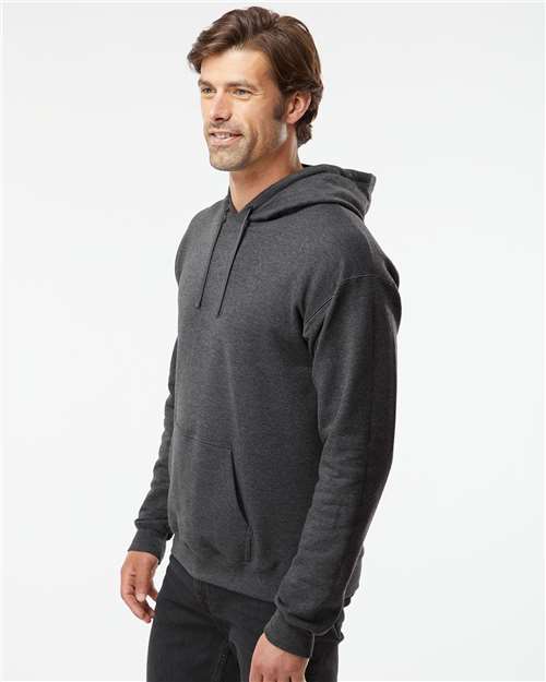 Hanes RS170 Unisex Perfect Sweats Hooded Sweatshirt - Charcoal Heather - model side