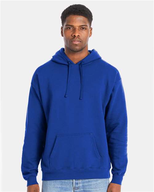 Hanes RS170 Unisex Perfect Sweats Hooded Sweatshirt - Deep Royal - model front