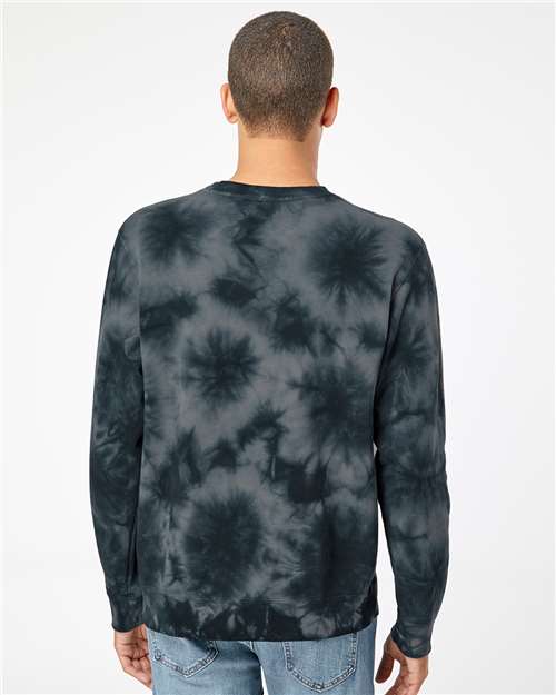 Independent Trading Co. PRM3500TD Unisex Midweight Tie-Dyed Crewneck Sweatshirt - Tie Dye Black - model back