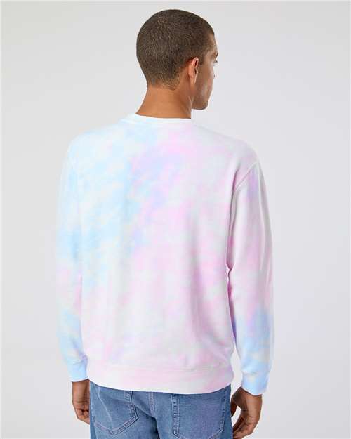 Independent Trading Co. PRM3500TD Unisex Midweight Tie-Dyed Crewneck Sweatshirt - Tie Dye Cotton Candy - model back