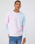 Independent Trading Co. PRM3500TD Unisex Midweight Tie-Dyed Crewneck Sweatshirt - Tie Dye Cotton Candy - model front