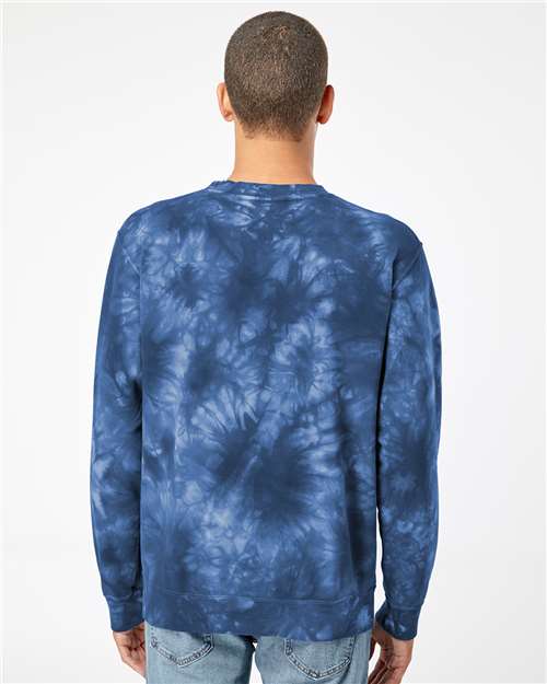 Independent Trading Co. PRM3500TD Unisex Midweight Tie-Dyed Crewneck Sweatshirt - Tie Dye Navy - model back