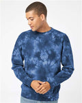 Independent Trading Co. PRM3500TD Unisex Midweight Tie-Dyed Crewneck Sweatshirt - Tie Dye Navy - model front