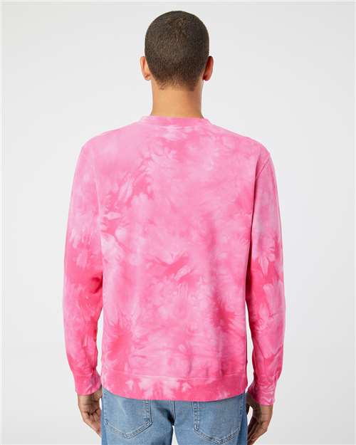 Independent Trading Co. PRM3500TD Unisex Midweight Tie-Dyed Crewneck Sweatshirt - Tie Dye Pink - model back
