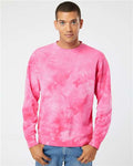 Independent Trading Co. PRM3500TD Unisex Midweight Tie-Dyed Crewneck Sweatshirt - Tie Dye Pink - model front