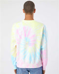Independent Trading Co. PRM3500TD Unisex Midweight Tie-Dyed Crewneck Sweatshirt - Tie Dye Sunset Swirl - model back