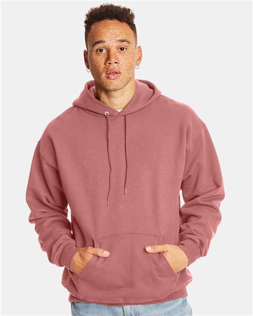 Hanes F170 Ultimate Cotton Hooded Sweatshirt - Mauve - model front