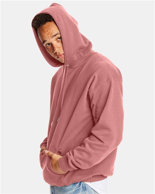 Hanes F170 Ultimate Cotton Hooded Sweatshirt - Mauve - model side