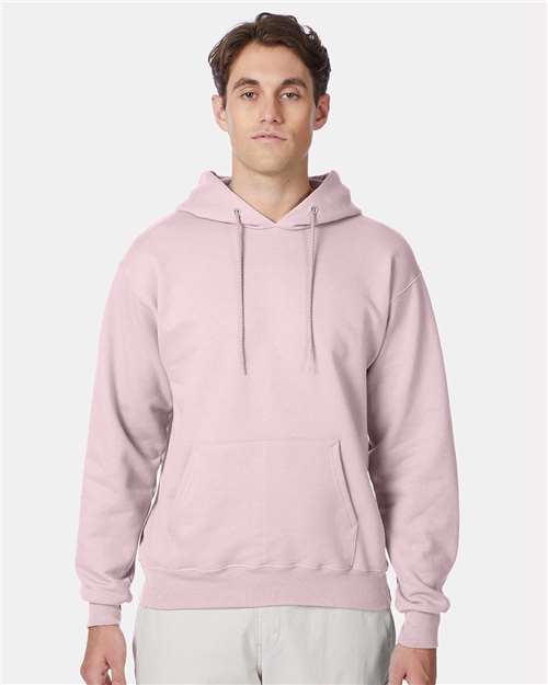 Hanes F170 Ultimate Cotton Hooded Sweatshirt - Pale Pink - model front