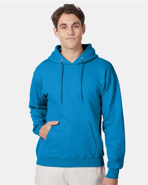Hanes F170 Ultimate Cotton Hooded Sweatshirt - Teal - model front