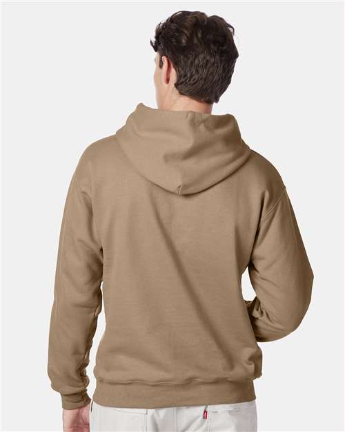Hanes F170 Ultimate Cotton Hooded Sweatshirt - Pebble - model back