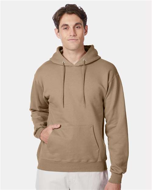 Hanes F170 Ultimate Cotton Hooded Sweatshirt - Pebble - model front
