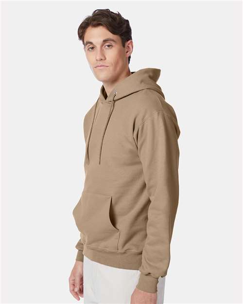 Hanes F170 Ultimate Cotton Hooded Sweatshirt - Pebble - model side