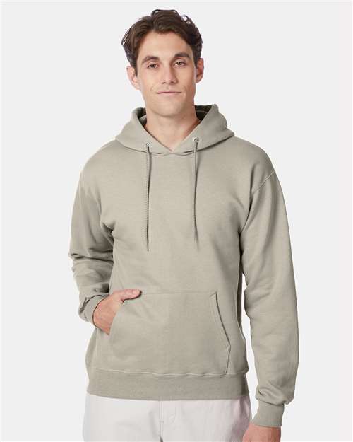 Hanes F170 Ultimate Cotton Hooded Sweatshirt - Sand - model front