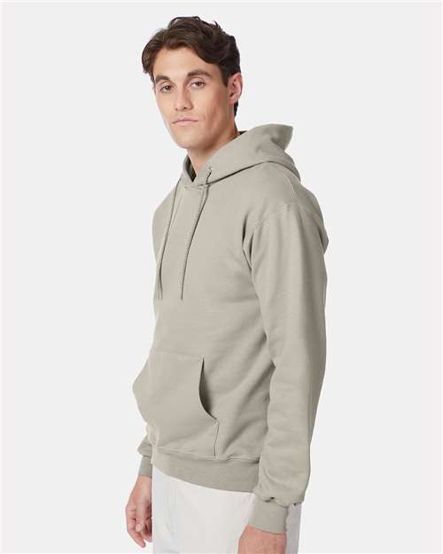 Hanes F170 Ultimate Cotton Hooded Sweatshirt - Sand - model side