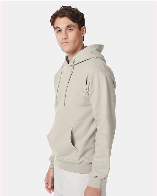 Hanes F170 Ultimate Cotton Hooded Sweatshirt - Natural - model side