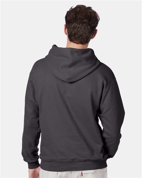 Hanes F170 Ultimate Cotton Hooded Sweatshirt - Smoke Grey - model back