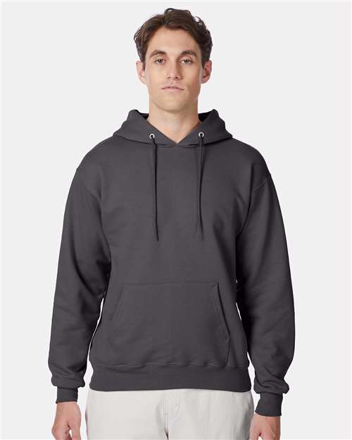 Hanes F170 Ultimate Cotton Hooded Sweatshirt - Smoke Grey - model front