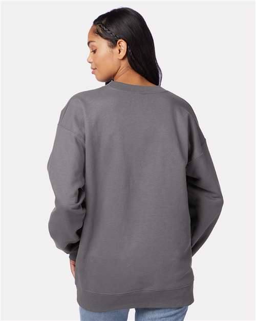 Hanes F260 Unisex Ultimate Cotton Crewneck Sweatshirt - Smoke Grey - model back