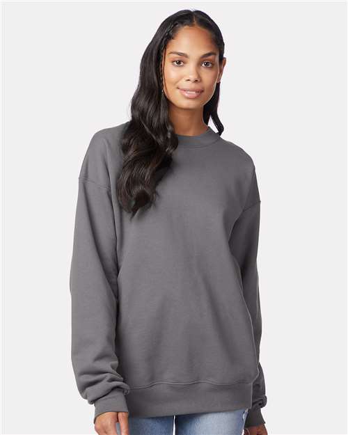 Hanes F260 Unisex Ultimate Cotton Crewneck Sweatshirt - Smoke Grey - model front