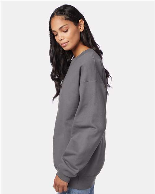 Hanes F260 Unisex Ultimate Cotton Crewneck Sweatshirt - Smoke Grey - model side