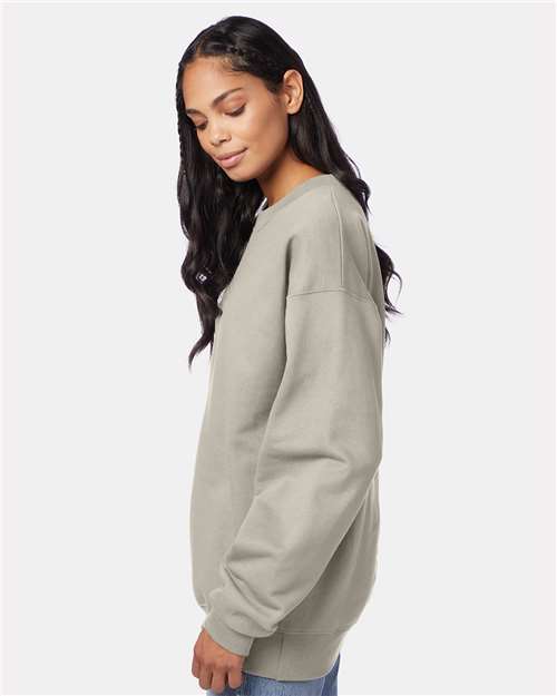 Hanes F260 Unisex Ultimate Cotton Crewneck Sweatshirt - Sand - model side