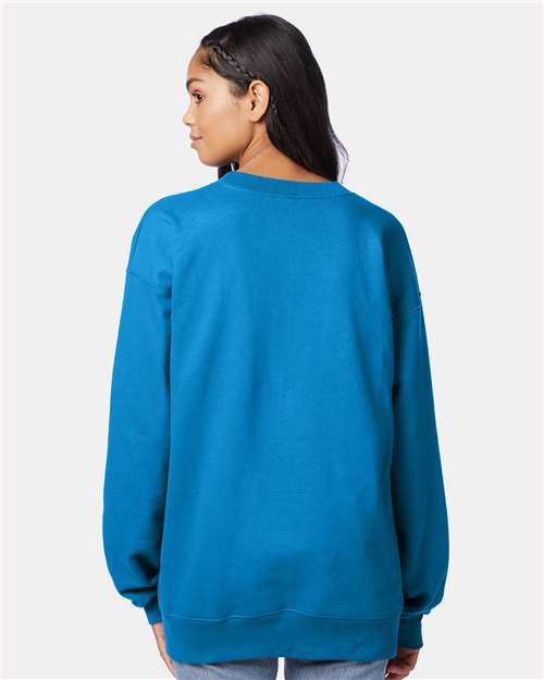 Hanes F260 Unisex Ultimate Cotton Crewneck Sweatshirt - Teal - model back