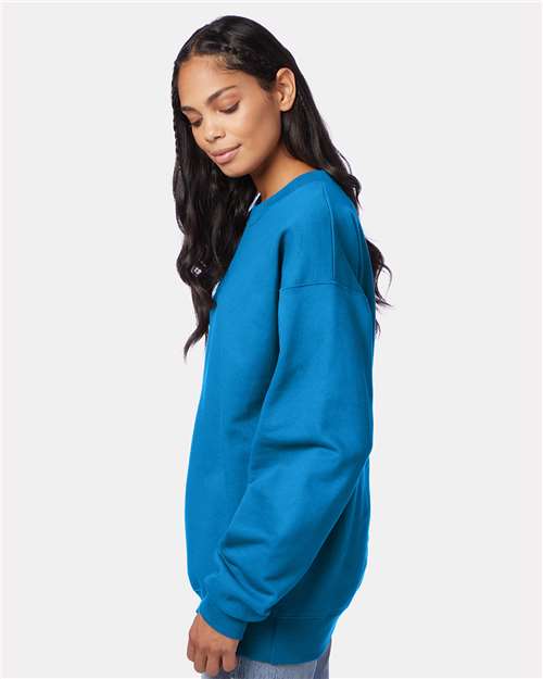Hanes F260 Unisex Ultimate Cotton Crewneck Sweatshirt - Teal - model side