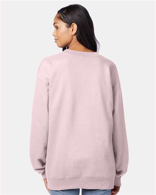 Hanes F260 Unisex Ultimate Cotton Crewneck Sweatshirt - Pale Pink - model back