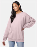 Hanes F260 Unisex Ultimate Cotton Crewneck Sweatshirt - Pale Pink - model front